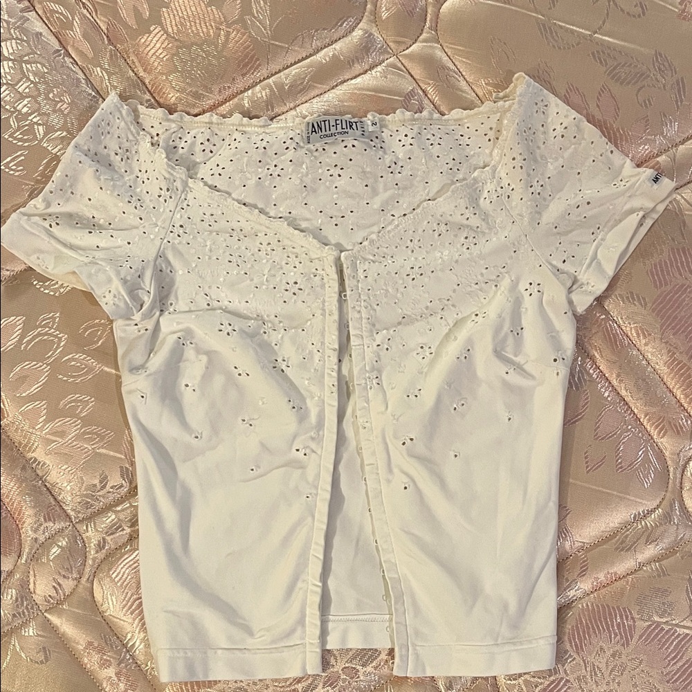 White Eyelet Crop Top